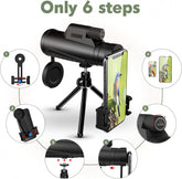 Telescop monocular 12x50 cu suport Smartphone